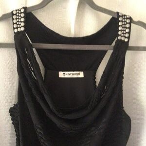 Karamel Collection Black Jersey Dress with metal detailing, Made in France